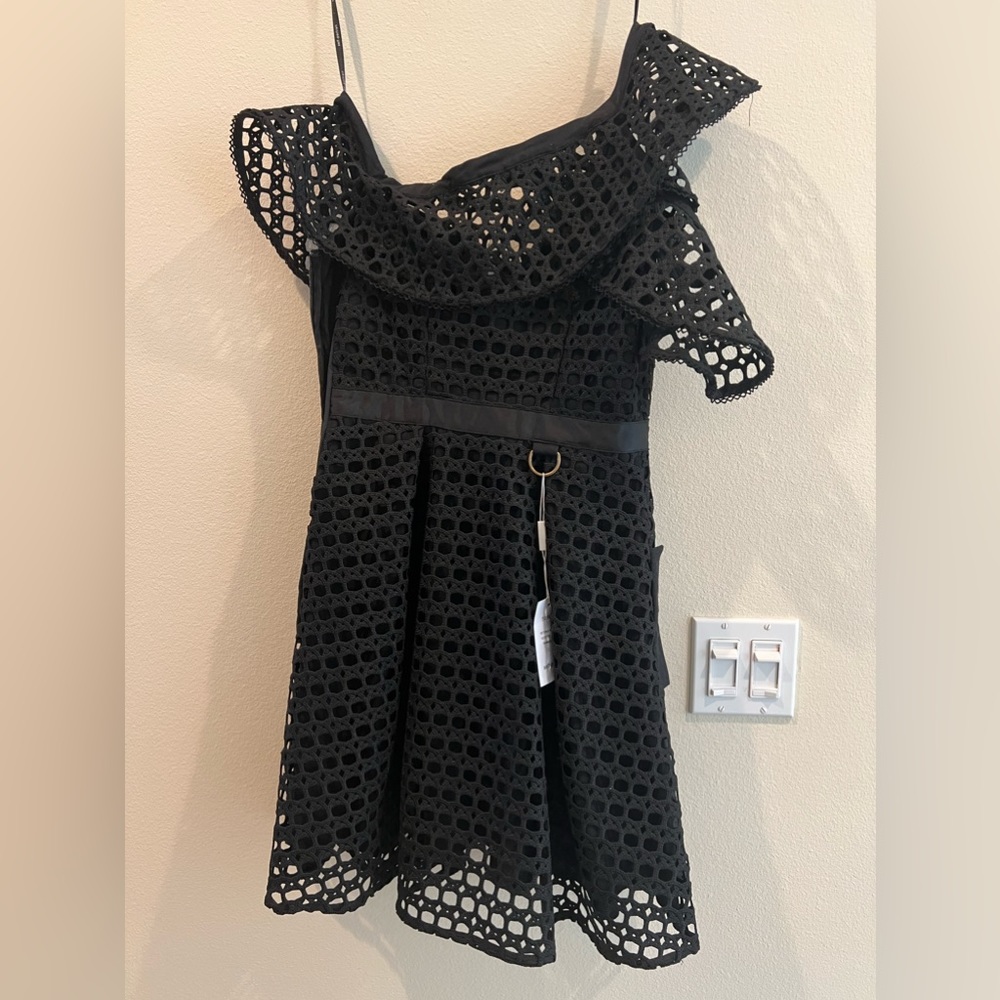 self portrait cold shoulder dress Black